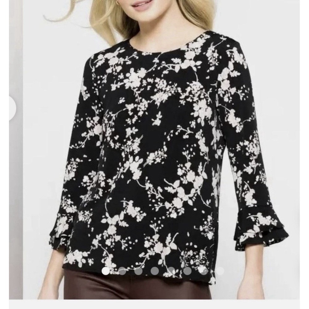 Karl Lagerfeld Lovely Paris Yessie Floral Ruffle Sleeve Blouse Medium New